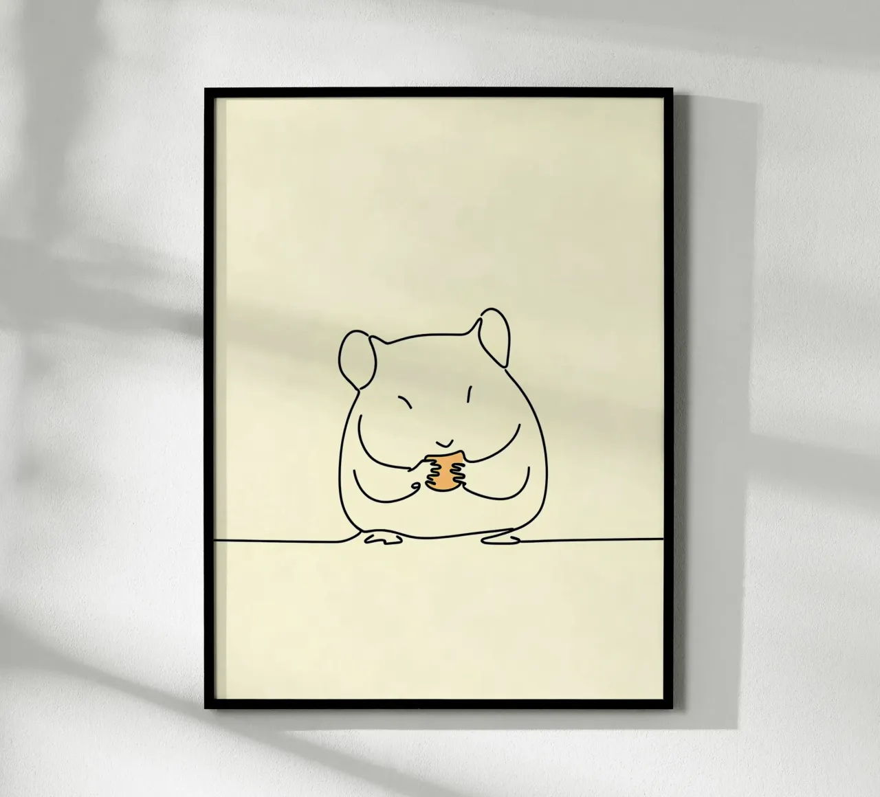 Minimalist Line Drawing of a Hamster | Modern Abstract Art poster with plastic frame by Viv Line Art