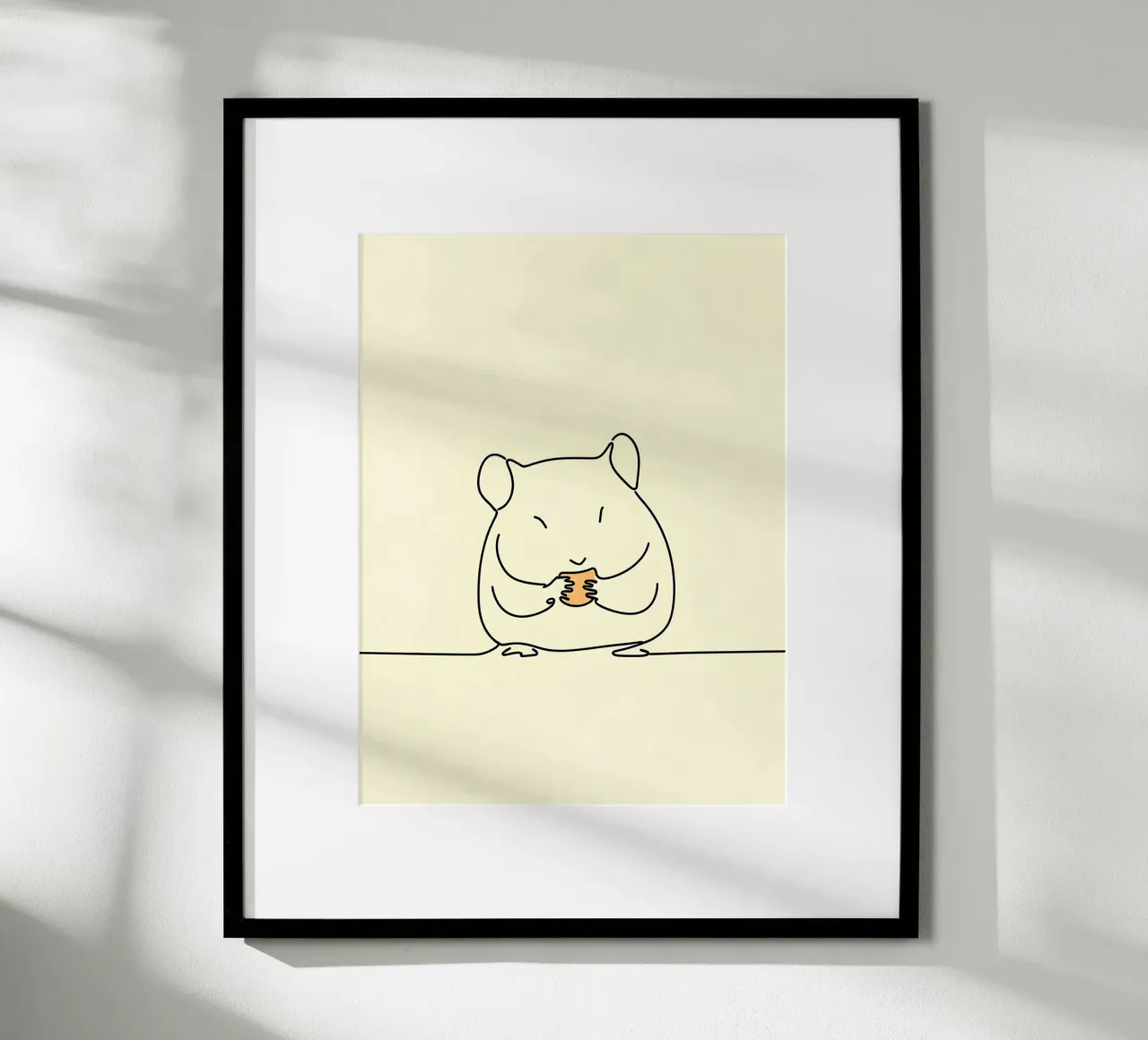 Minimalist Line Drawing of a Hamster | Modern Abstract Art poster with plastic frame by Viv Line Art