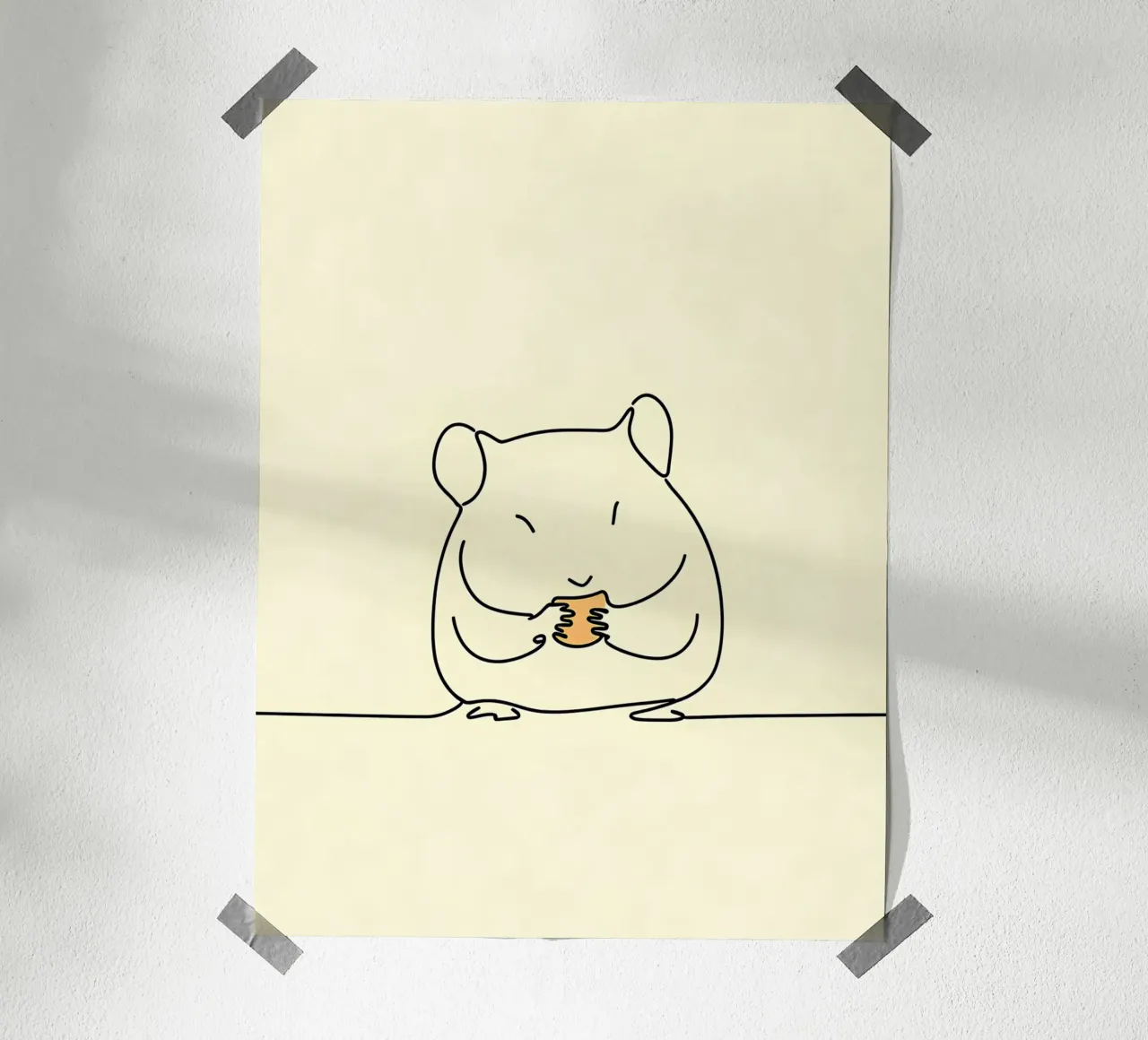 Minimalist Line Drawing of a Hamster | Modern Abstract Art poster with plastic frame by Viv Line Art
