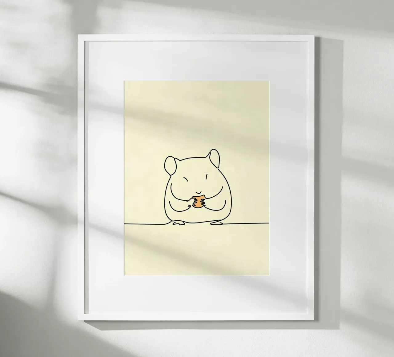Minimalist Line Drawing of a Hamster | Modern Abstract Art poster with plastic frame by Viv Line Art