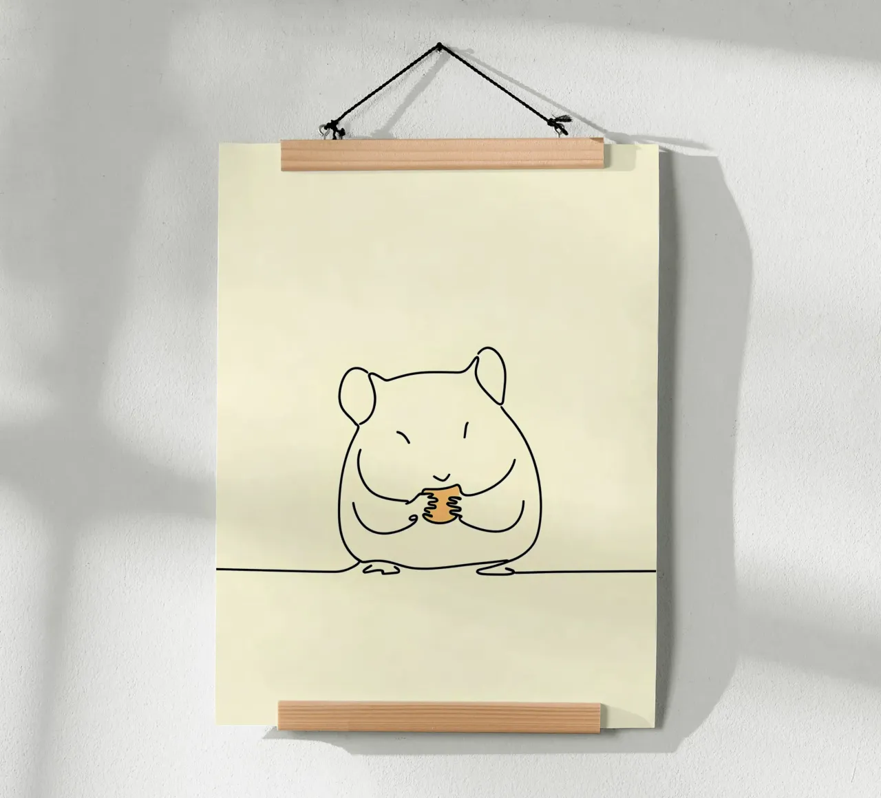 Minimalist Line Drawing of a Hamster | Modern Abstract Art poster with plastic frame by Viv Line Art