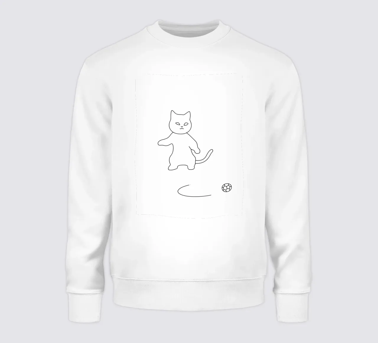 Disegno lineare minimalista di un gatto che gioca a calcio | Abs moderni felpa da Viv Line Art