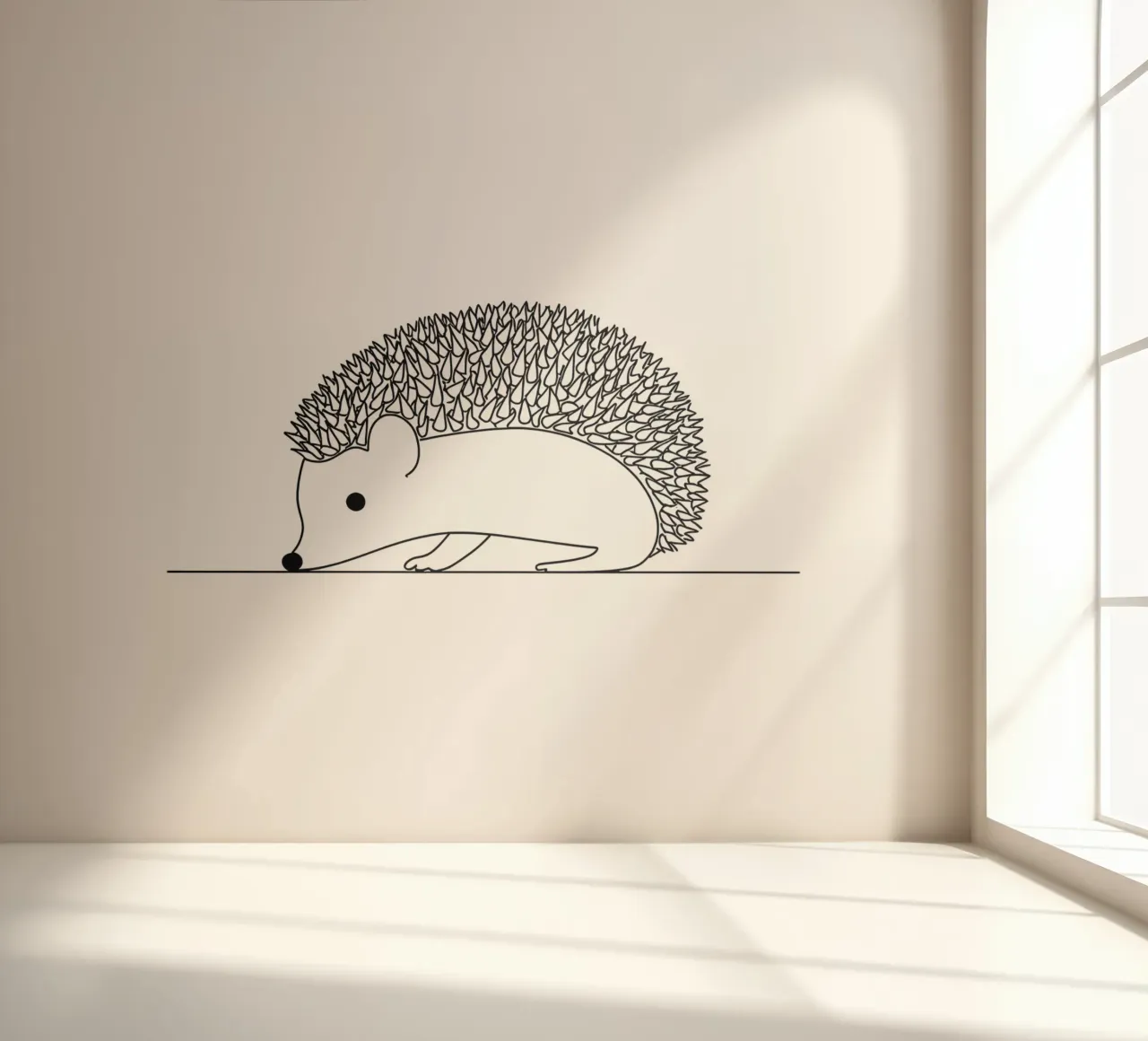 Minimalist Line Drawing of a Hedgehog | Modern Abstract Art photo wallpaper by Viv Line Art