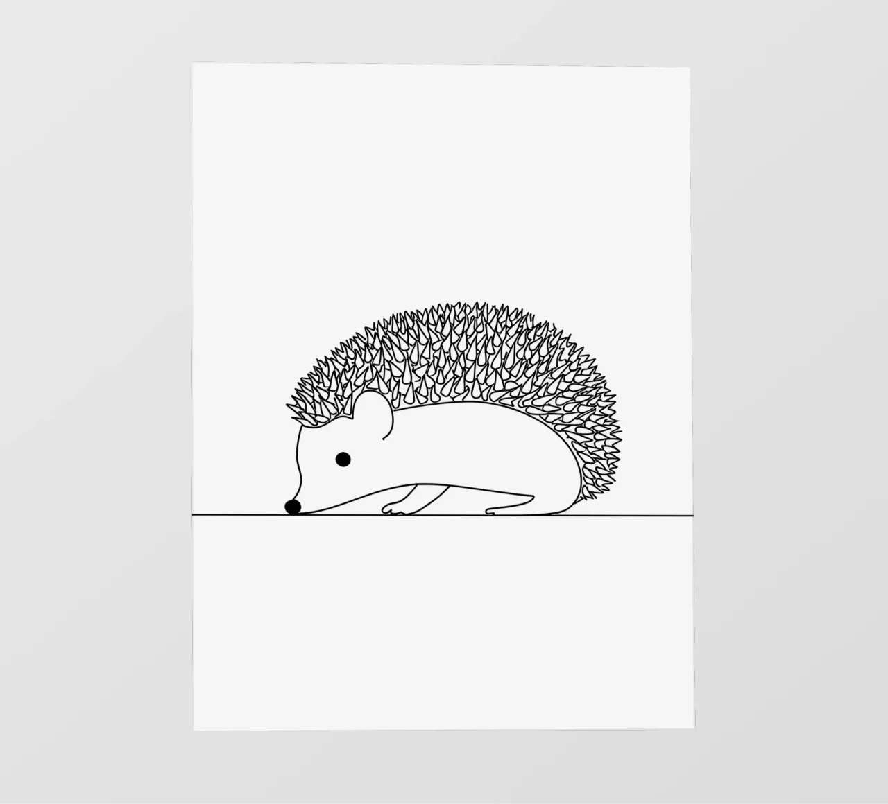 Minimalist Line Drawing of a Hedgehog | Modern Abstract Art photo wallpaper by Viv Line Art