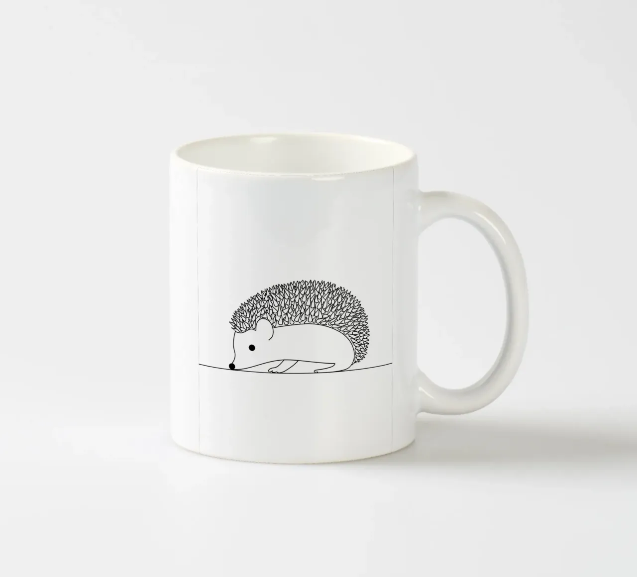 Minimalist Line Drawing of a Hedgehog | Modern Abstract Art ceramic mug by Viv Line Art