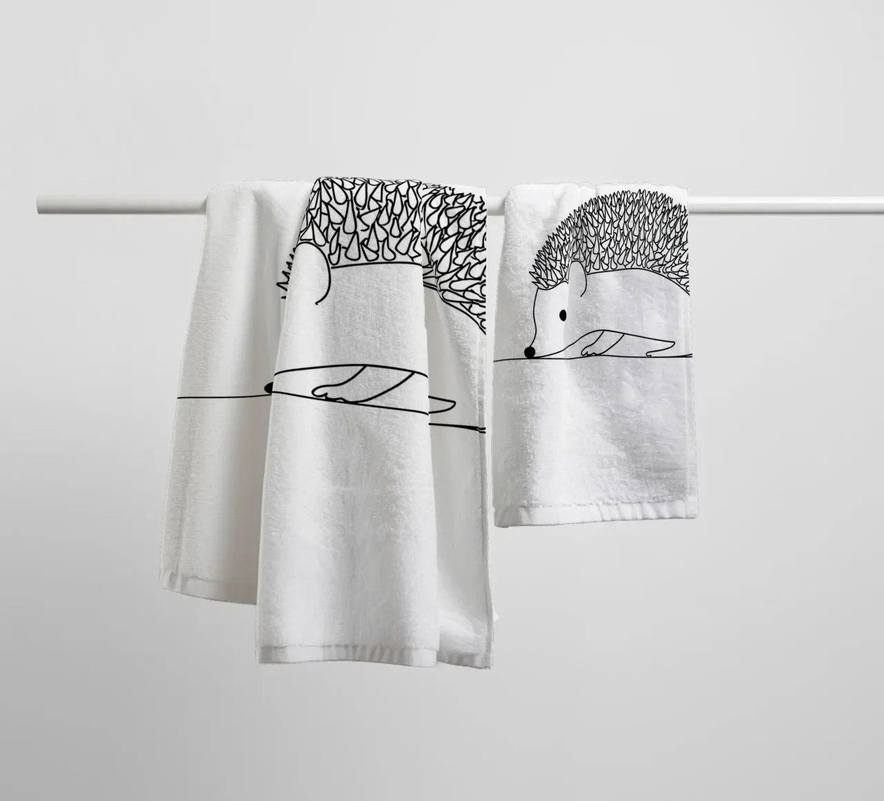 Minimalist Line Drawing of a Hedgehog | Modern Abstract Art towel by Viv Line Art
