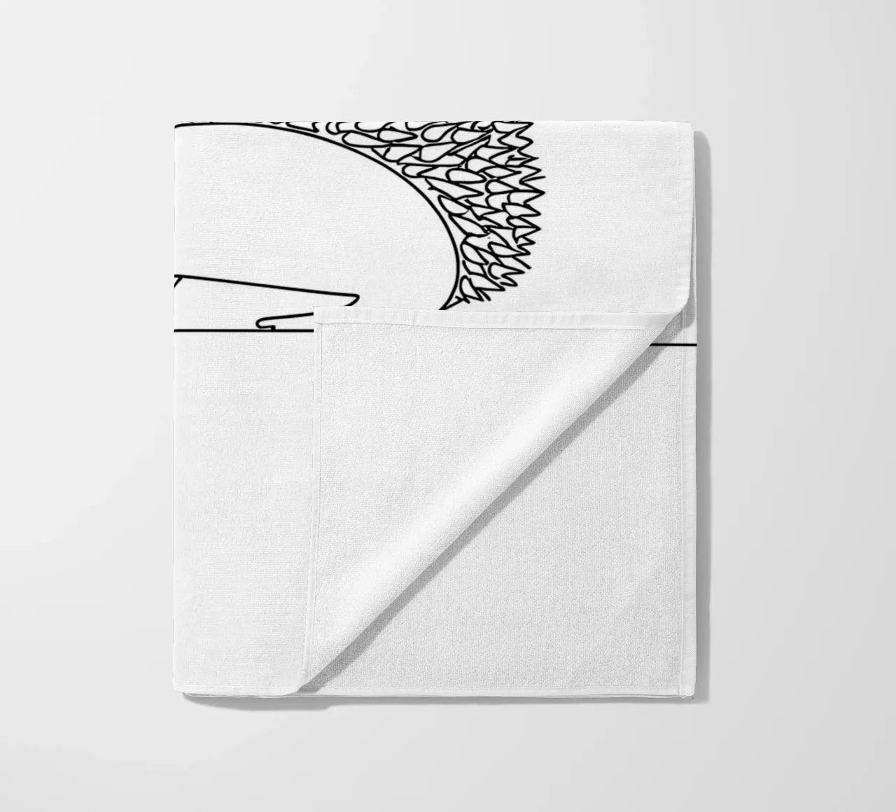 Minimalist Line Drawing of a Hedgehog | Modern Abstract Art beach towel by Viv Line Art