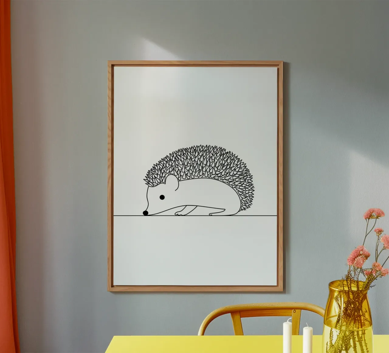 Minimalist Line Drawing of a Hedgehog | Modern Abstract Art alu-dibond by Viv Line Art