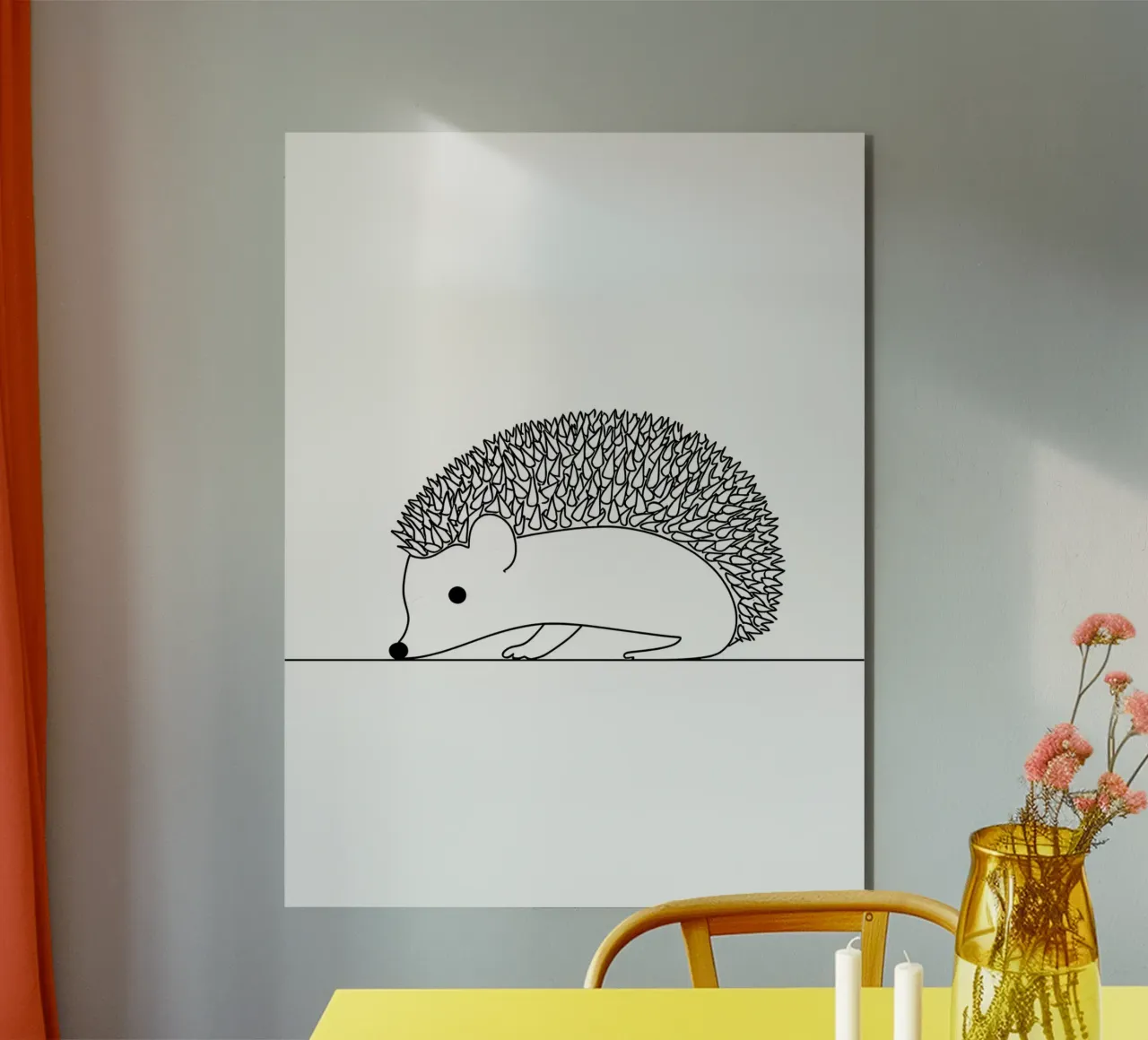 Minimalist Line Drawing of a Hedgehog | Modern Abstract Art alu-dibond by Viv Line Art