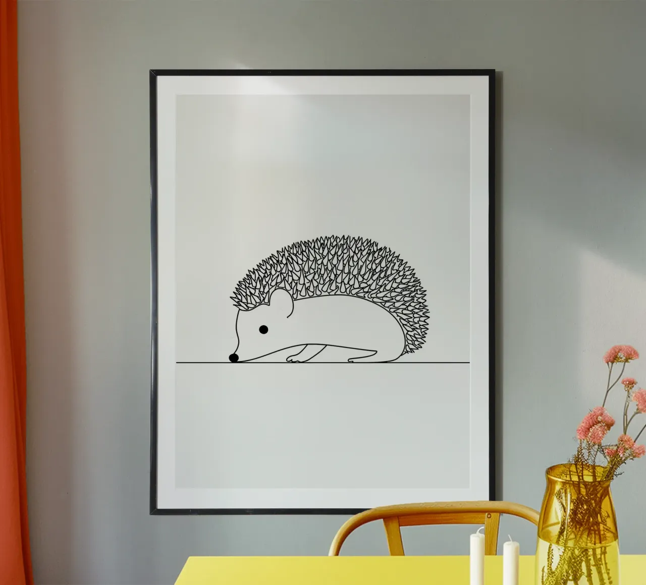 Minimalist Line Drawing of a Hedgehog | Modern Abstract Art poster by Viv Line Art