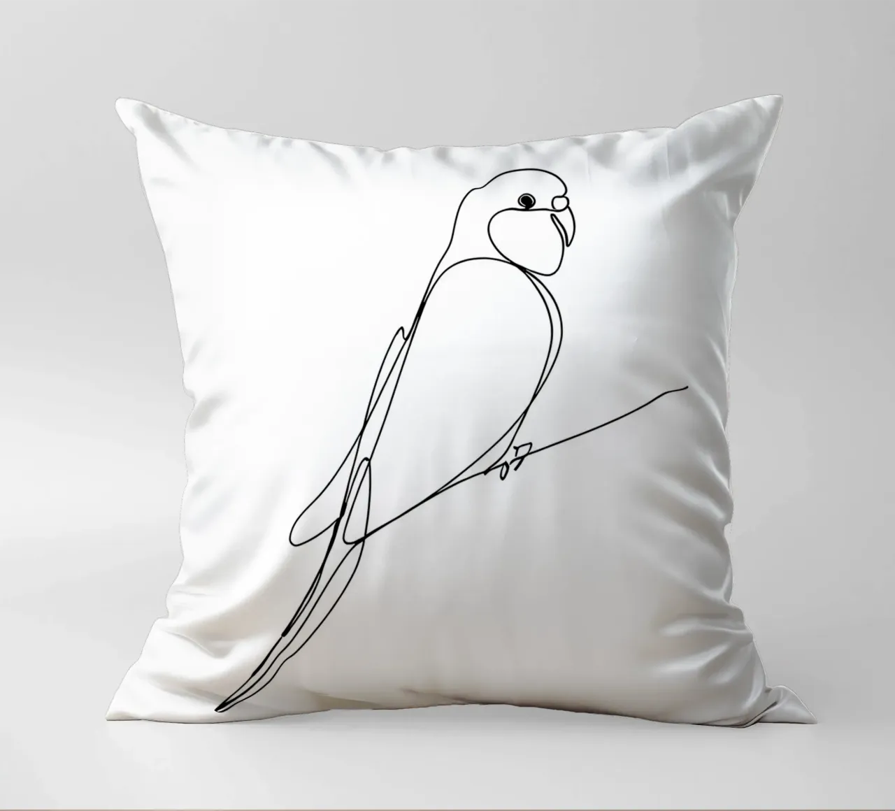 Minimalist Line Drawing of a Parrot | Modern Abstract Art decorative cushion by Viv Line Art
