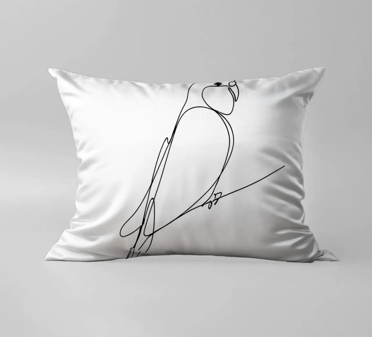 Minimalist Line Drawing of a Parrot | Modern Abstract Art decorative cushion by Viv Line Art