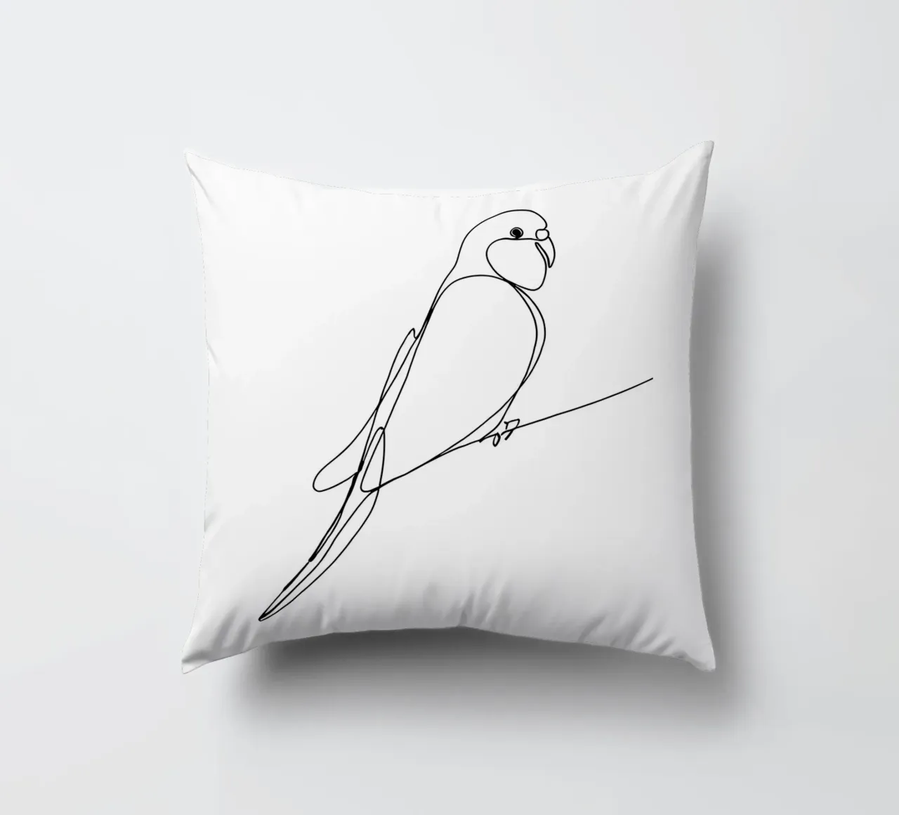 Minimalist Line Drawing of a Parrot | Modern Abstract Art decorative cushion by Viv Line Art