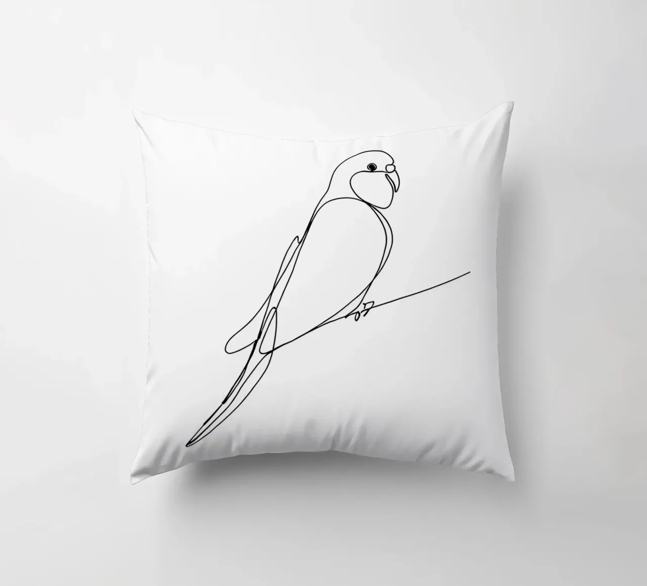 Minimalist Line Drawing of a Parrot | Modern Abstract Art decorative cushion by Viv Line Art