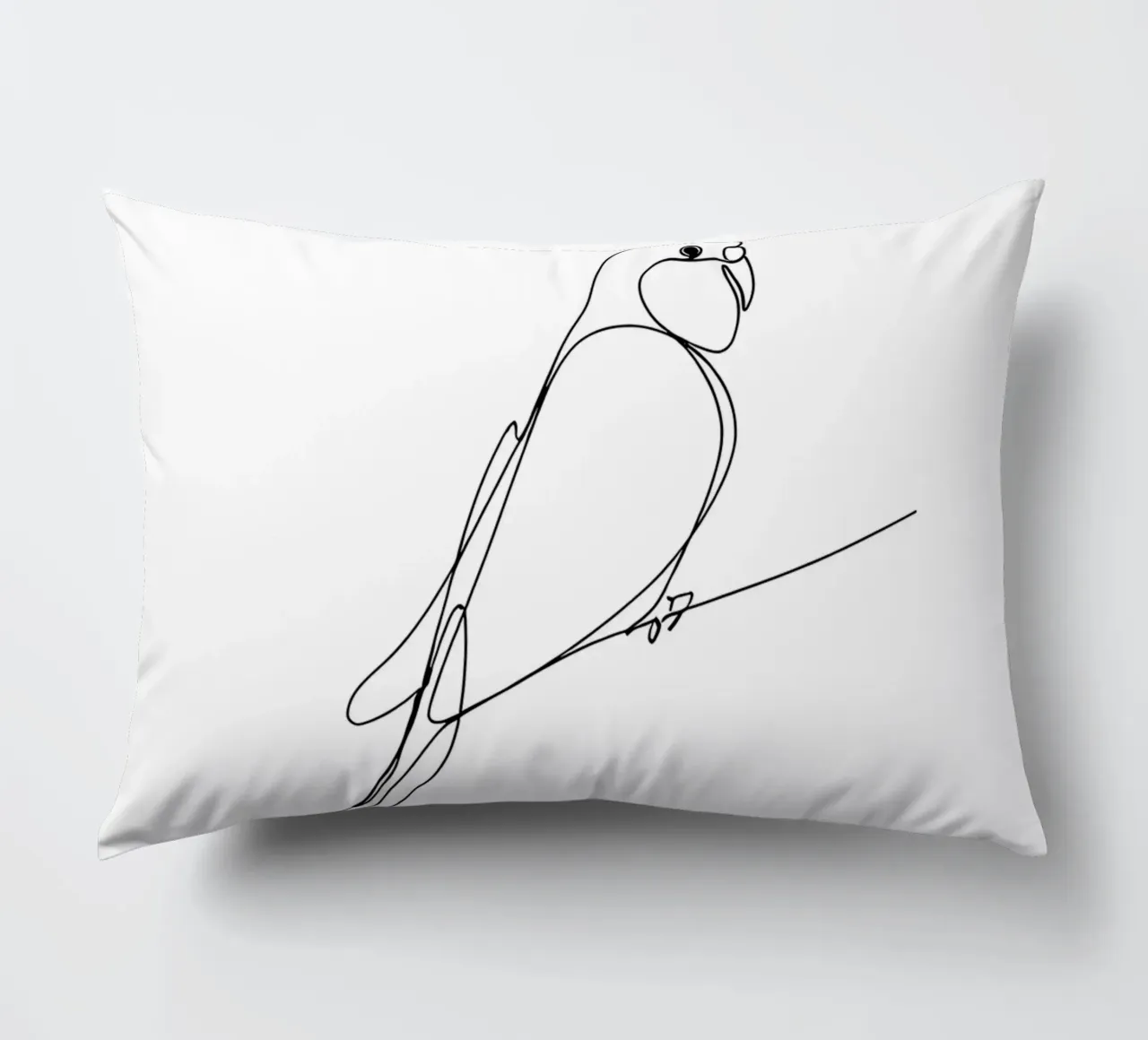 Minimalist Line Drawing of a Parrot | Modern Abstract Art decorative cushion by Viv Line Art