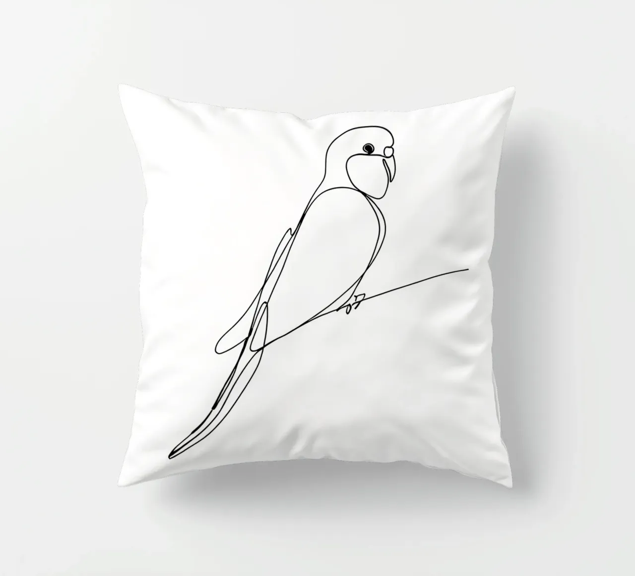 Minimalist Line Drawing of a Parrot | Modern Abstract Art decorative cushion by Viv Line Art