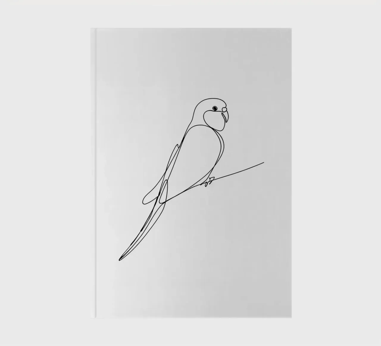 Minimalist Line Drawing of a Parrot | Modern Abstract Art notebook by Viv Line Art