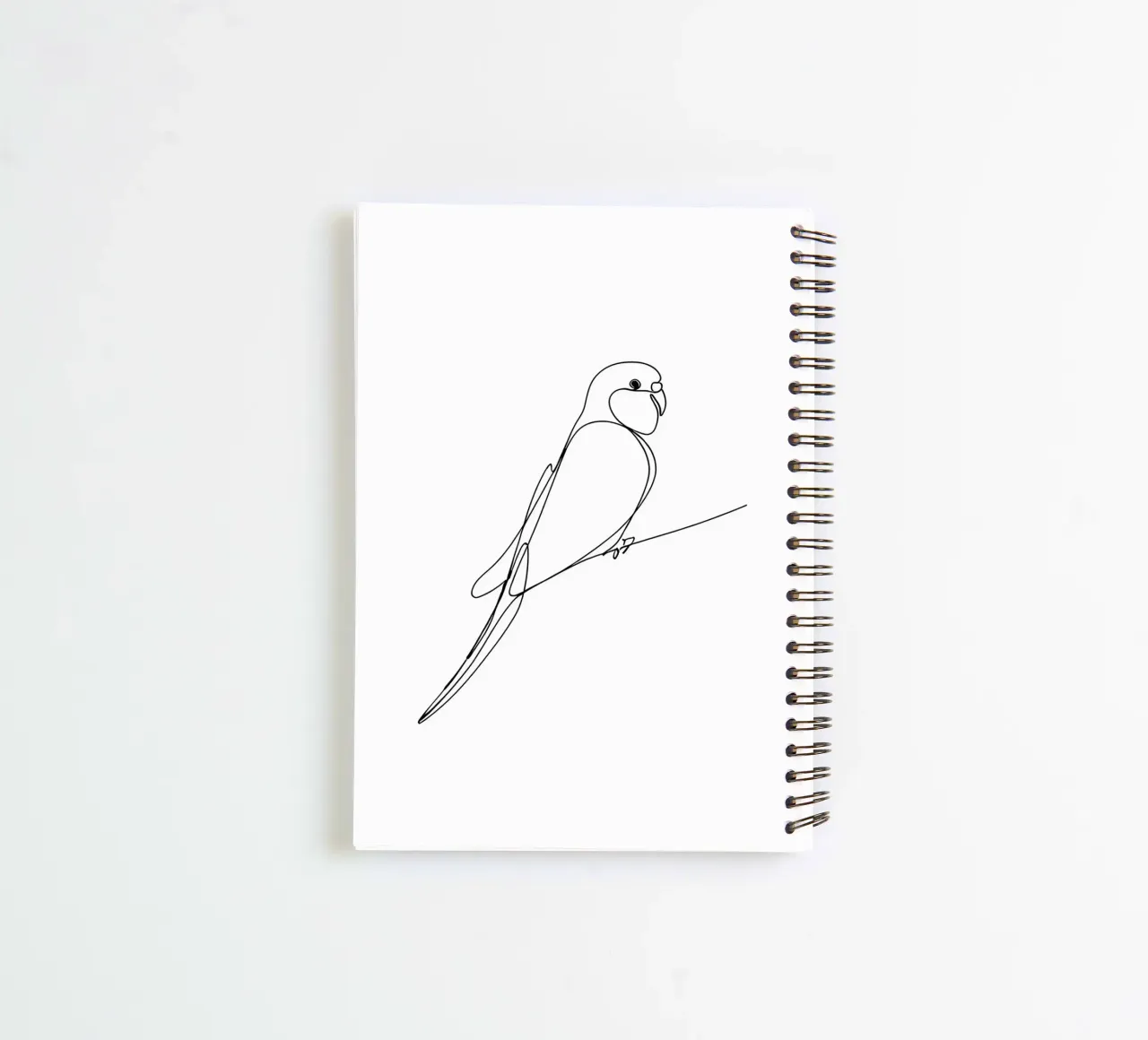 Minimalist Line Drawing of a Parrot | Modern Abstract Art spiral notebook by Viv Line Art