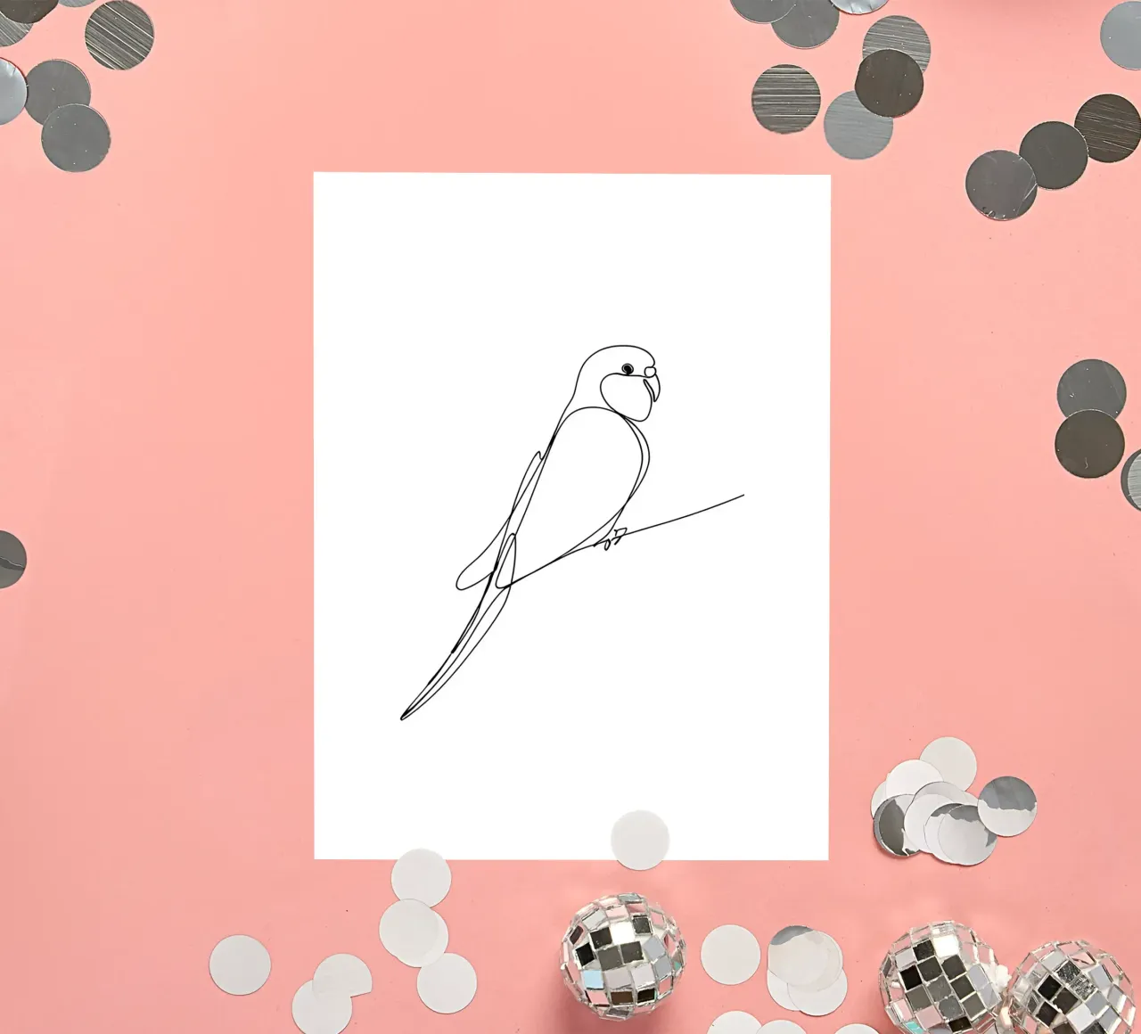 Minimalist Line Drawing of a Parrot | Modern Abstract Art sticker by Viv Line Art