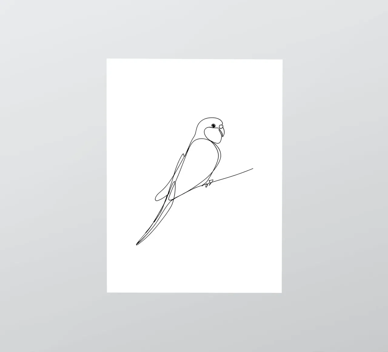 Minimalist Line Drawing of a Parrot | Modern Abstract Art sticker by Viv Line Art