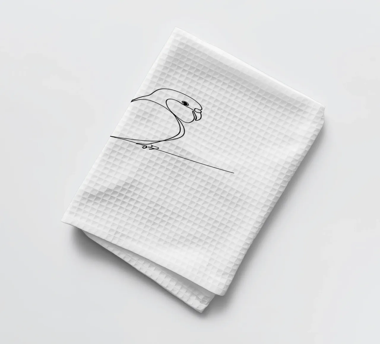 Minimalist Line Drawing of a Parrot | Modern Abstract Art tea towel by Viv Line Art