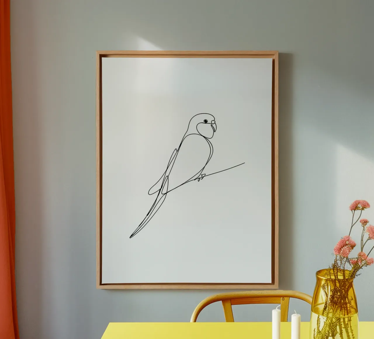 Minimalist Line Drawing of a Parrot | Modern Abstract Art canvas by Viv Line Art
