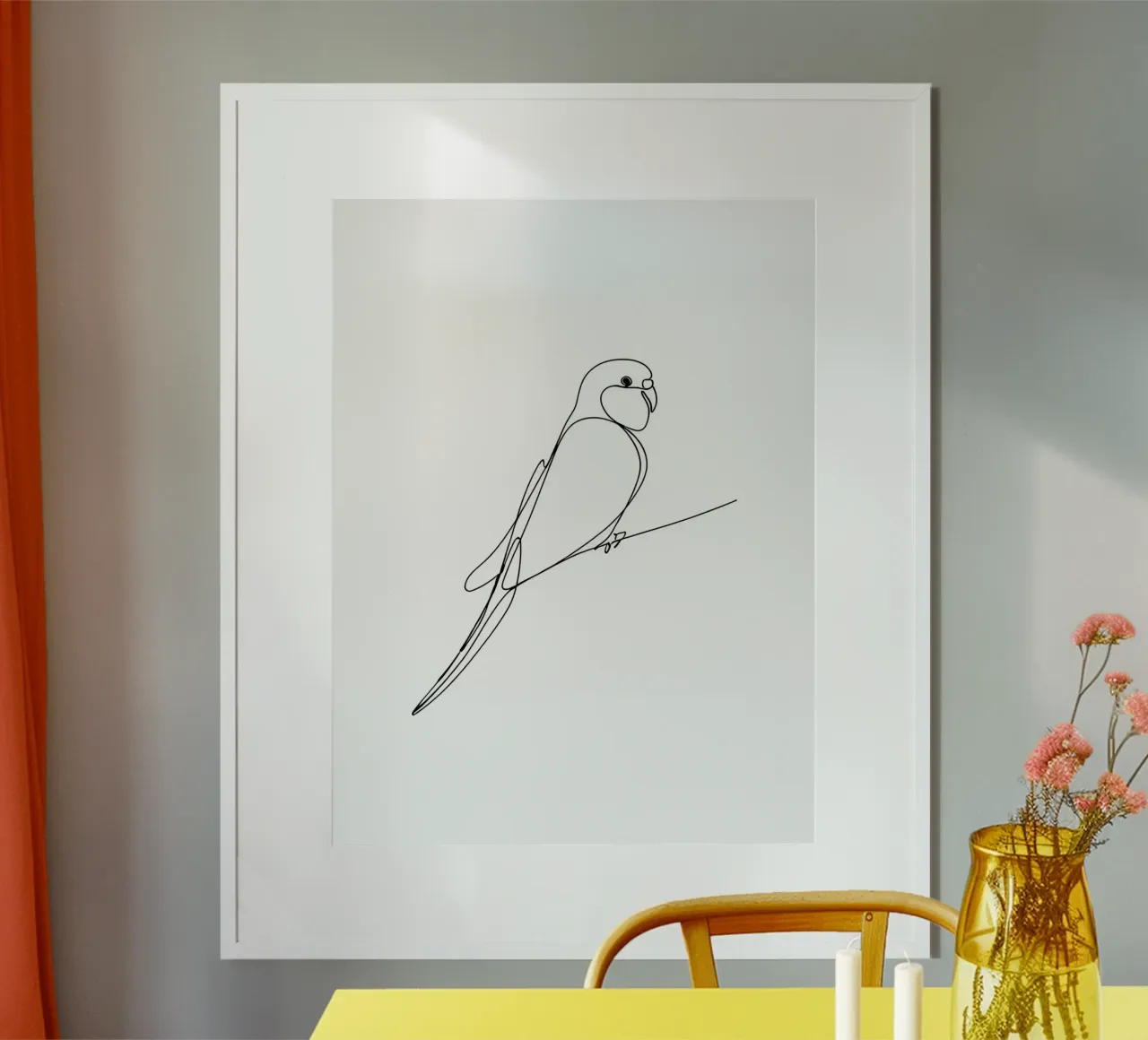 Minimalist Line Drawing of a Parrot | Modern Abstract Art hahnemühle by Viv Line Art
