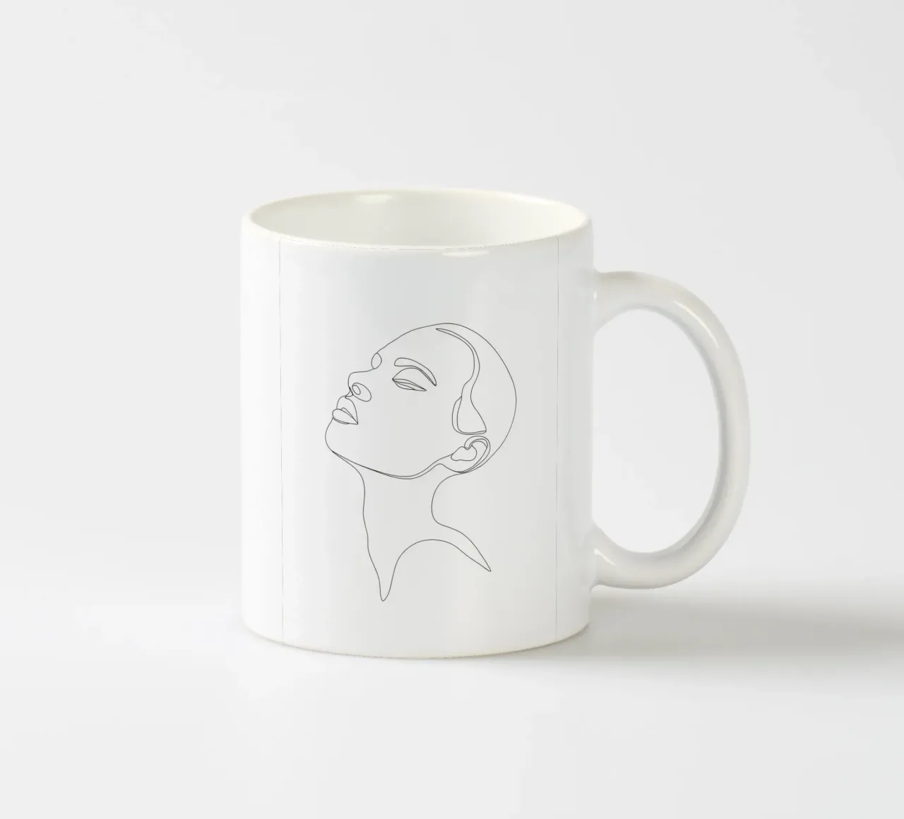 Dessin au trait minimaliste d'un visage de femme | Abstrait moderne mug en céramique de Viv Line Art
