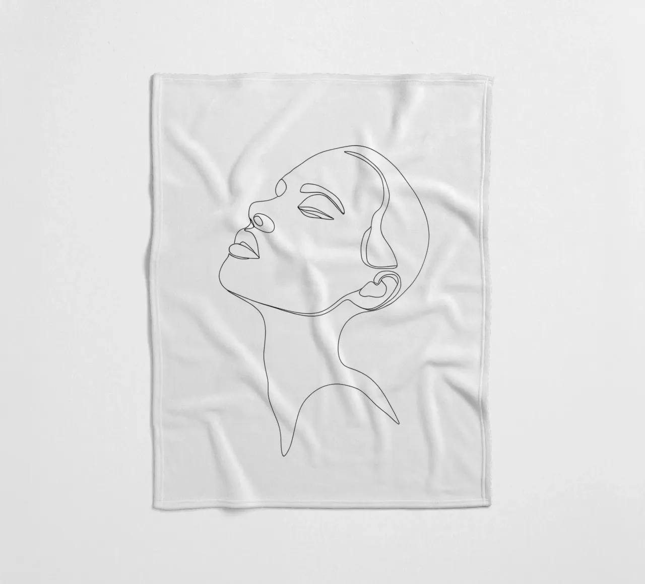 Minimalist Line Drawing of a Woman's Face | Modern Abstract fleece blanket by Viv Line Art