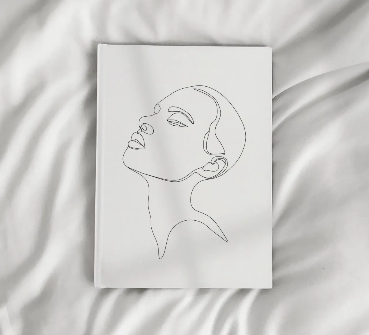 Minimalist Line Drawing of a Woman's Face | Modern Abstract notebook by Viv Line Art