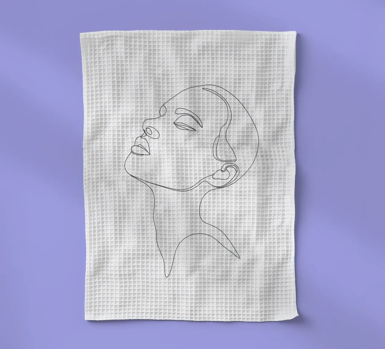 Dessin au trait minimaliste d'un visage de femme | Abstrait moderne torchon de Viv Line Art