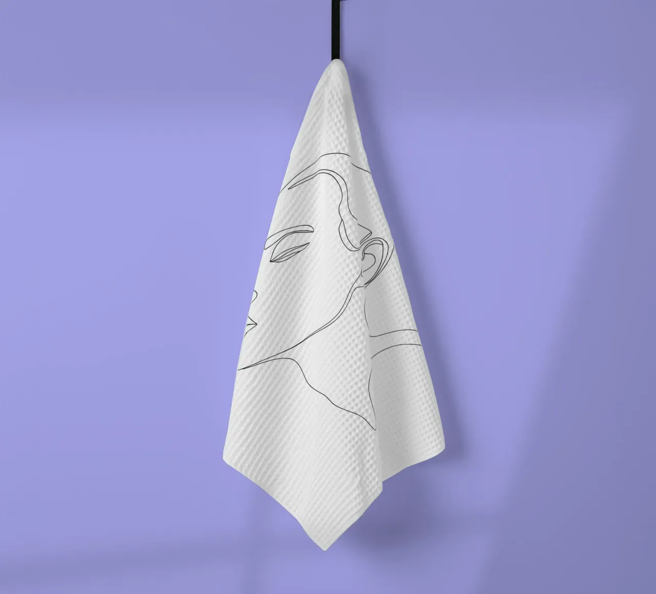 Dessin au trait minimaliste d'un visage de femme | Abstrait moderne torchon de Viv Line Art