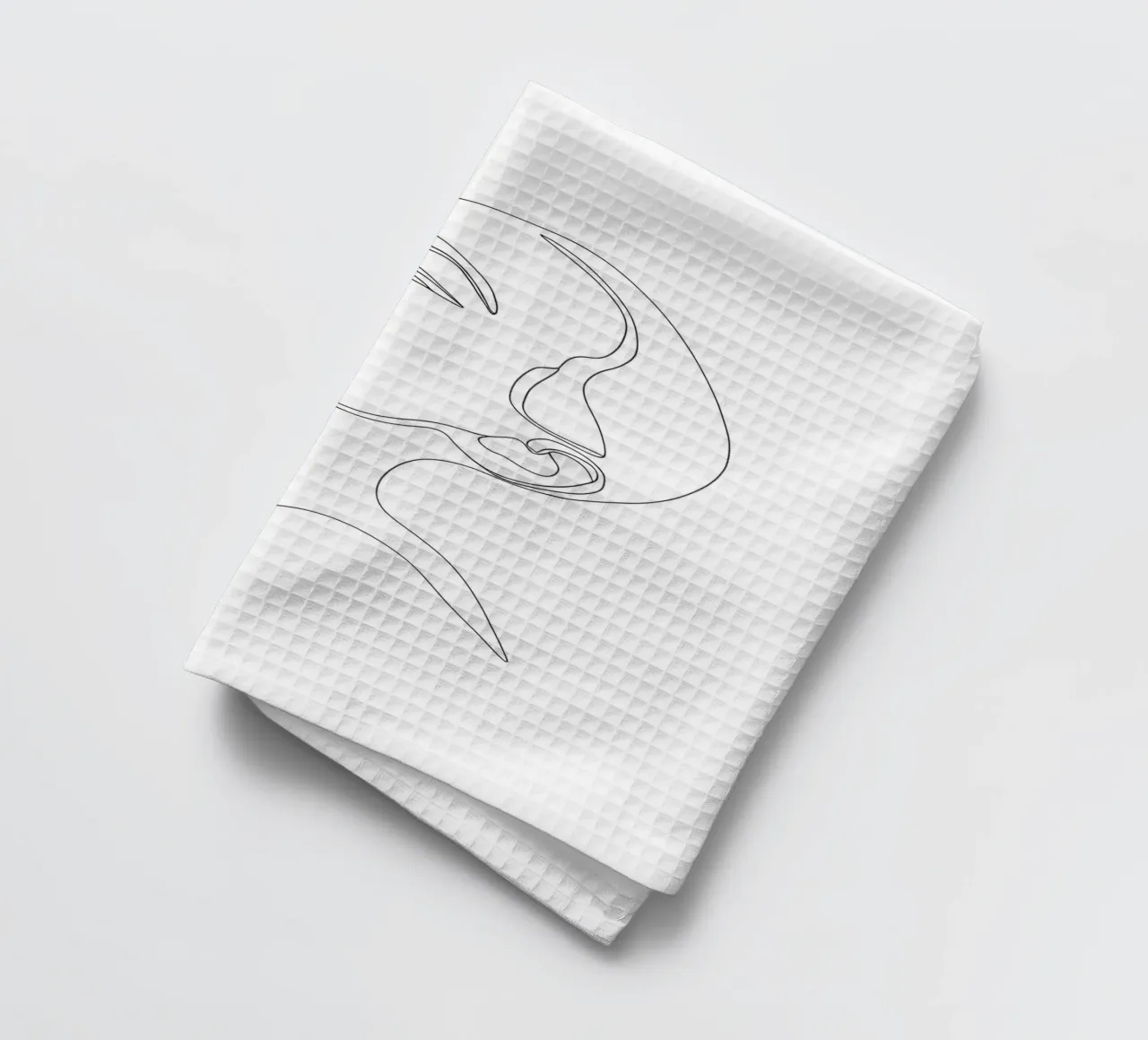 Dessin au trait minimaliste d'un visage de femme | Abstrait moderne torchon de Viv Line Art