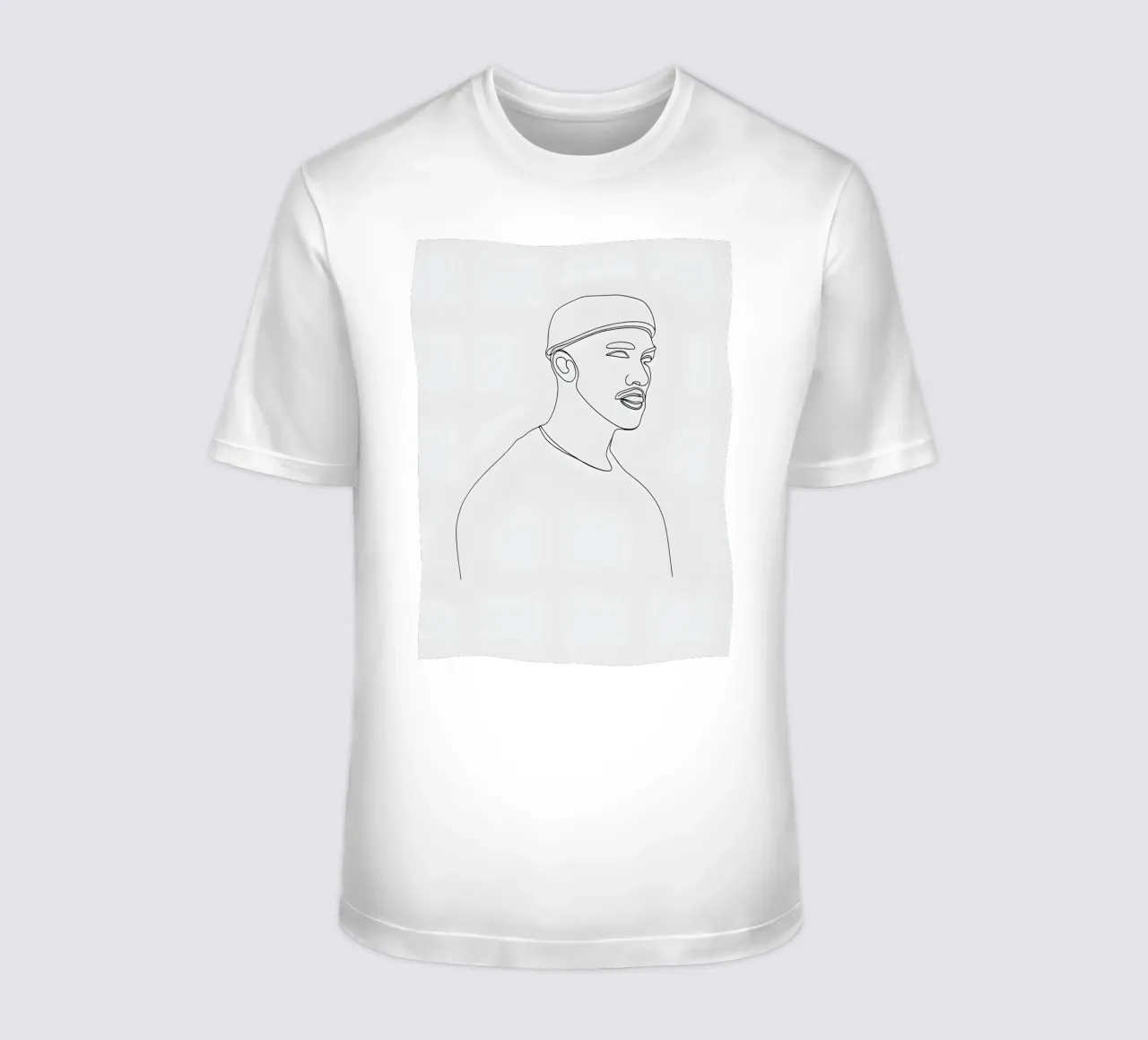 Minimalist Line Drawing of a Man in Beanie | Modern Abstract t-shirt by Viv Line Art