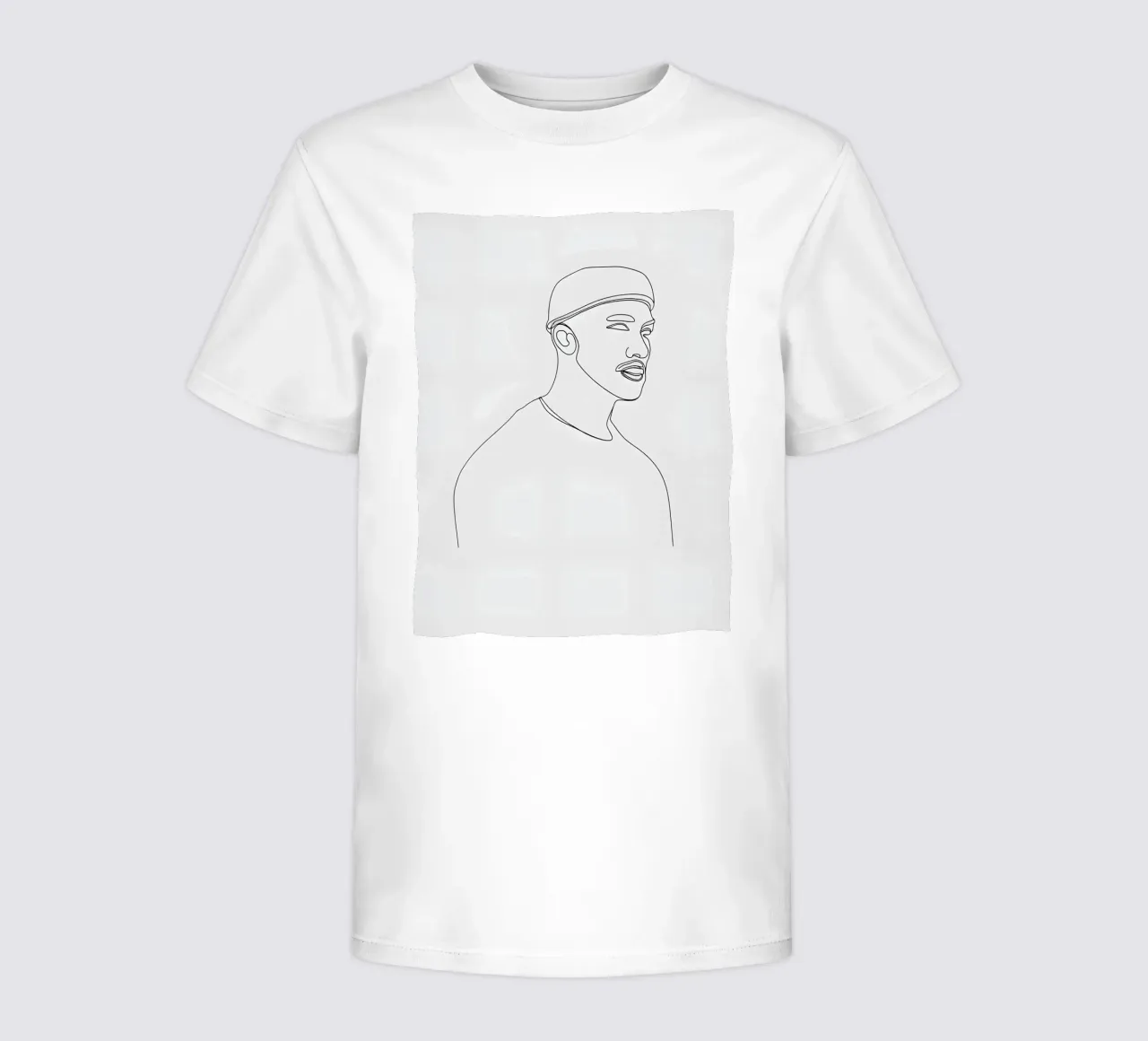 Minimalist Line Drawing of a Man in Beanie | Modern Abstract kids t-shirt by Viv Line Art