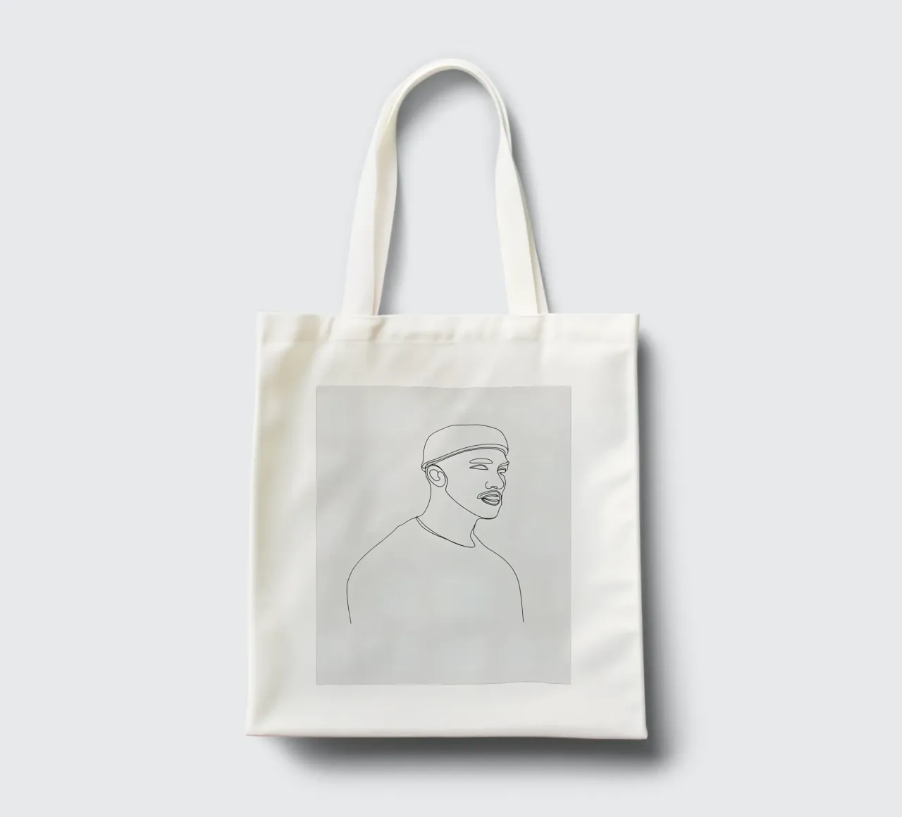 Minimalist Line Drawing of a Man in Beanie | Modern Abstract tote bag by Viv Line Art