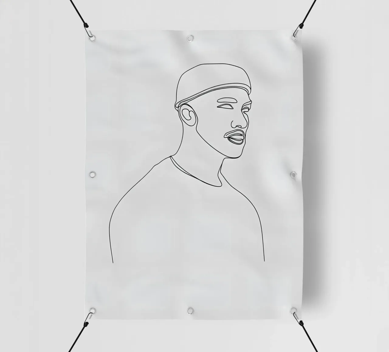 Minimalist Line Drawing of a Man in Beanie | Modern Abstract pvc cover by Viv Line Art