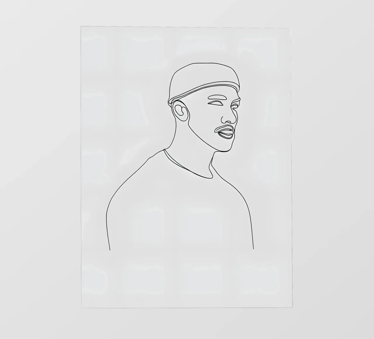 Minimalist Line Drawing of a Man in Beanie | Modern Abstract pvc cover by Viv Line Art
