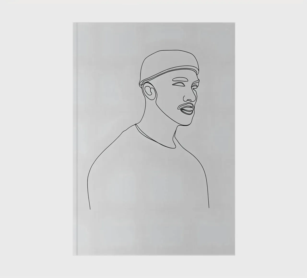 Minimalist Line Drawing of a Man in Beanie | Modern Abstract notebook by Viv Line Art