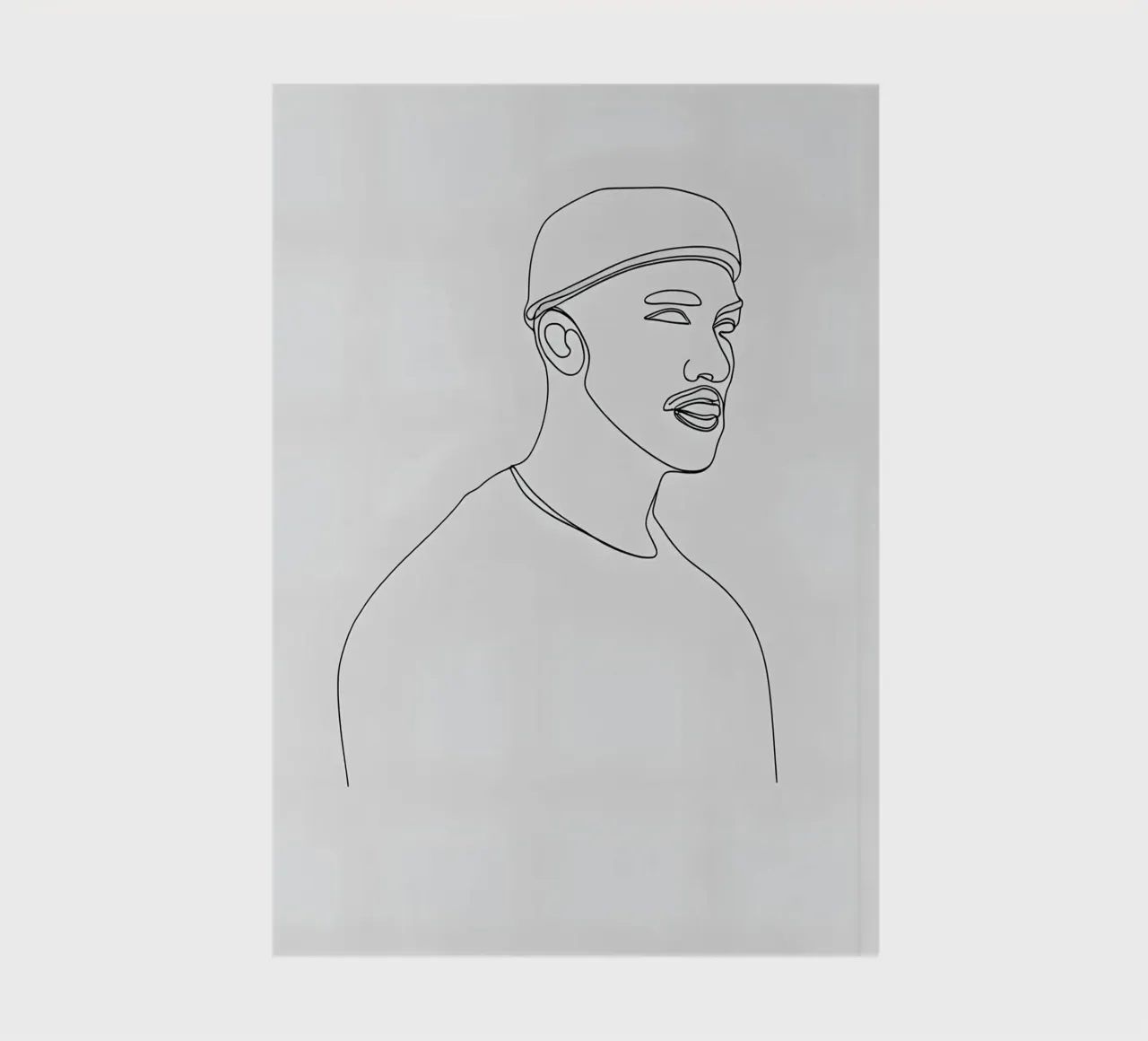Minimalist Line Drawing of a Man in Beanie | Modern Abstract notebook by Viv Line Art