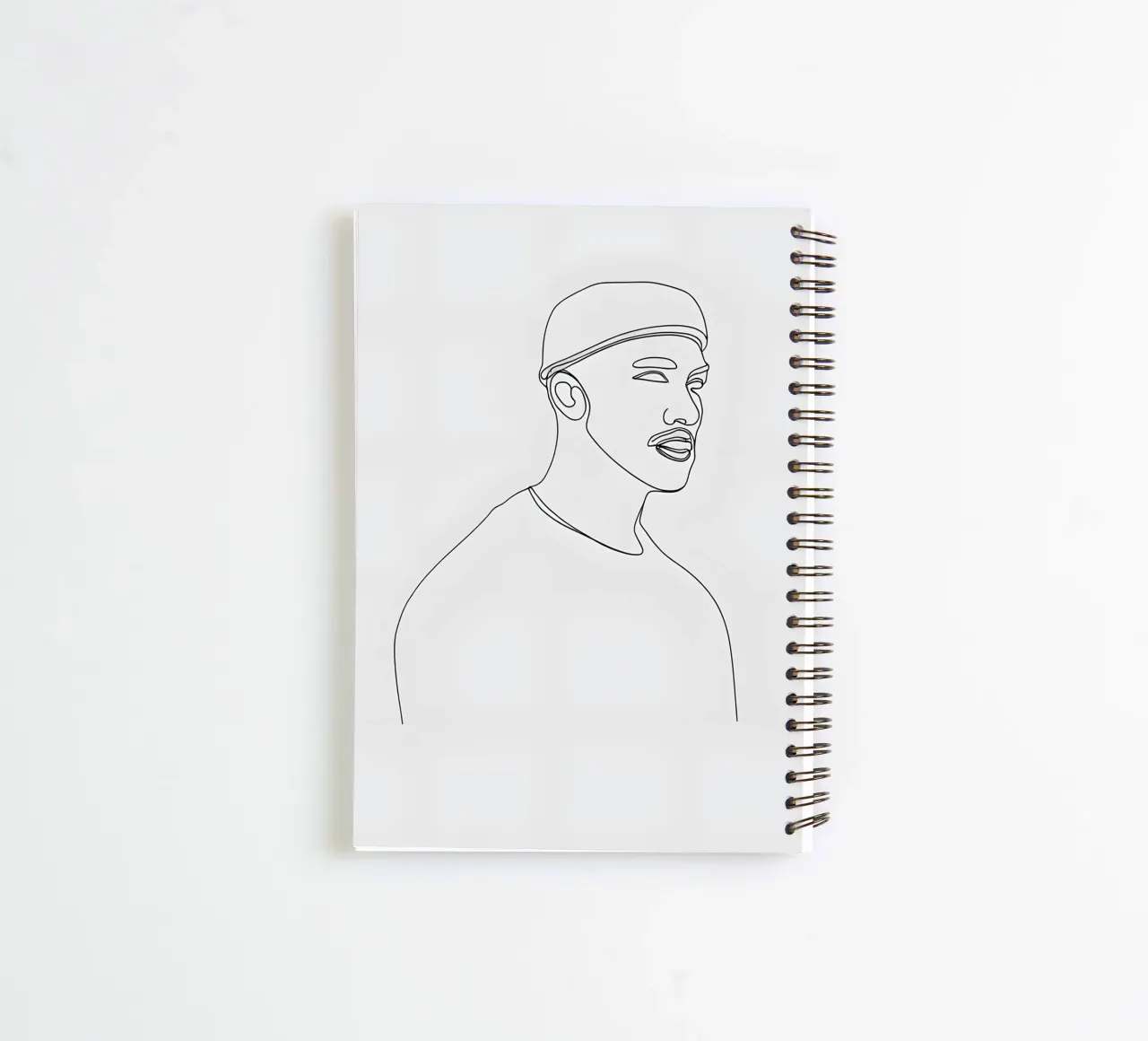 Minimalist Line Drawing of a Man in Beanie | Modern Abstract spiral notebook by Viv Line Art