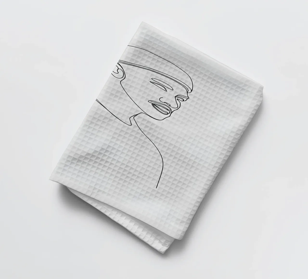 Minimalist Line Drawing of a Man in Beanie | Modern Abstract tea towel by Viv Line Art