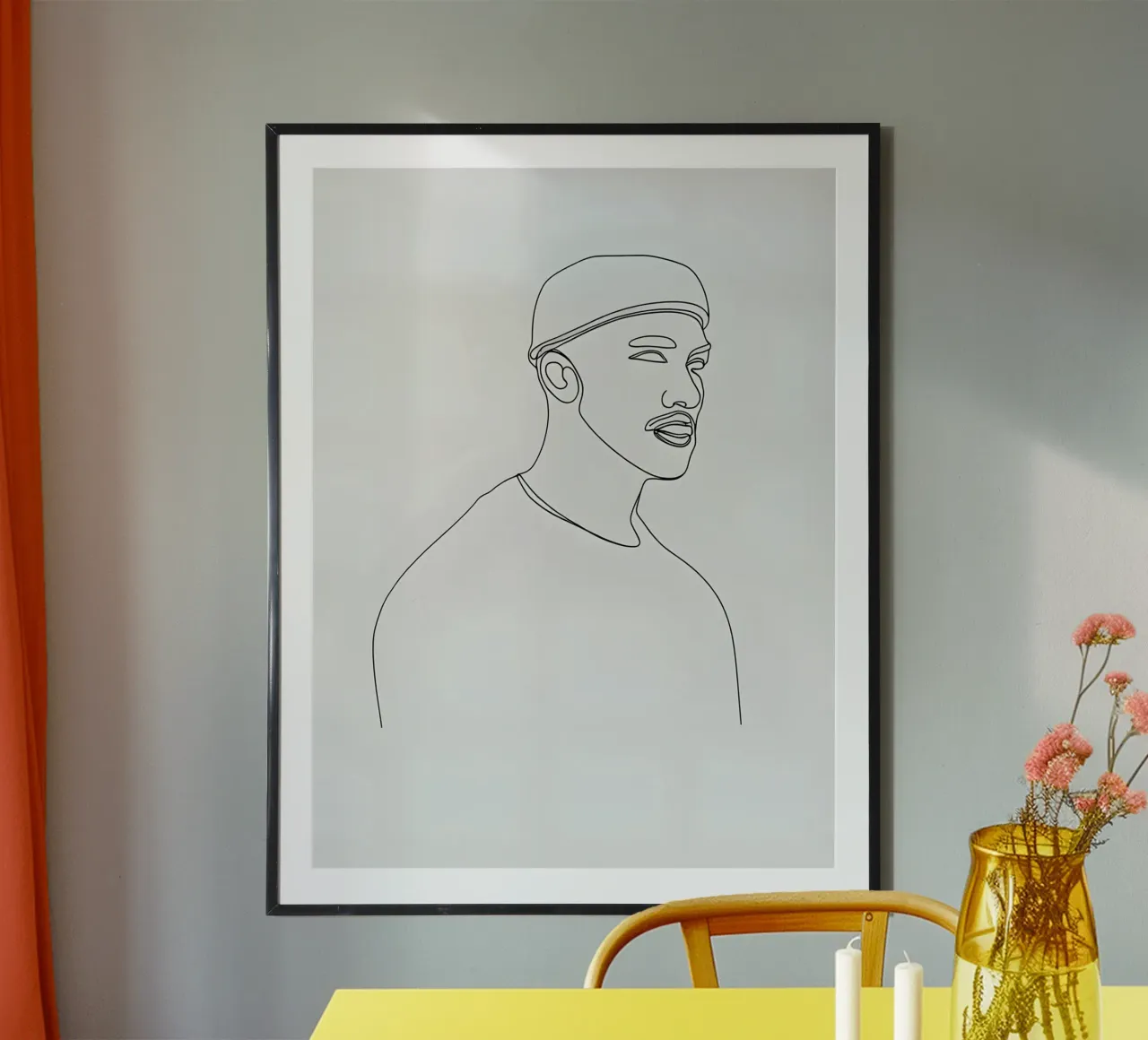 Minimalist Line Drawing of a Man in Beanie | Modern Abstract hahnemühle by Viv Line Art