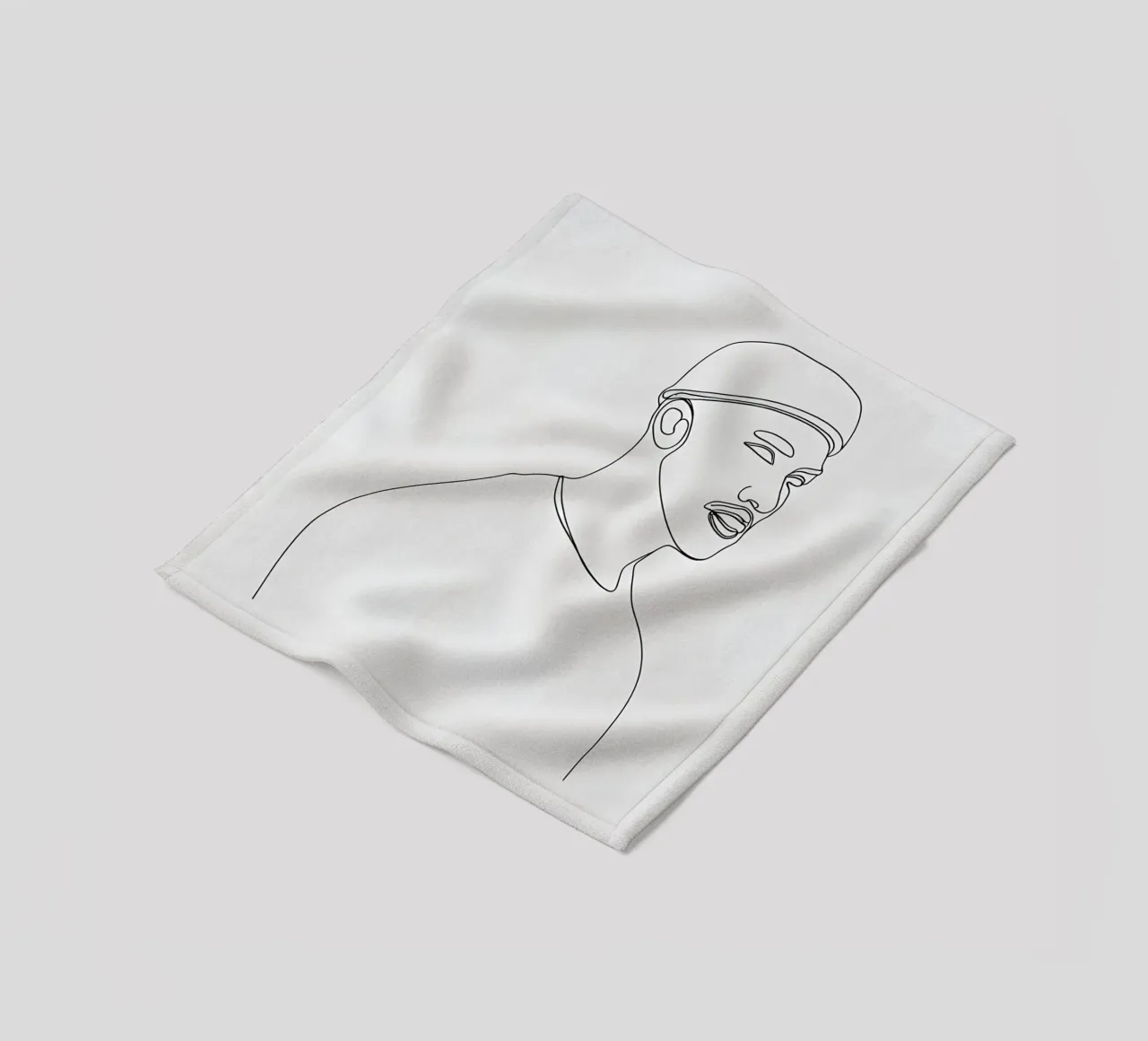 Minimalist Line Drawing of a Man in Beanie | Modern Abstract fleece blanket by Viv Line Art