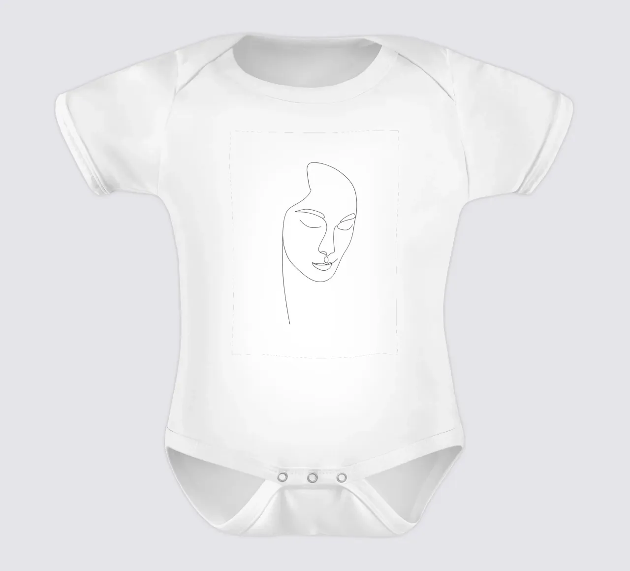 Minimalist Line Drawing of a Woman's Face | Modern Abstract short-sleeve baby romper by Viv Line Art