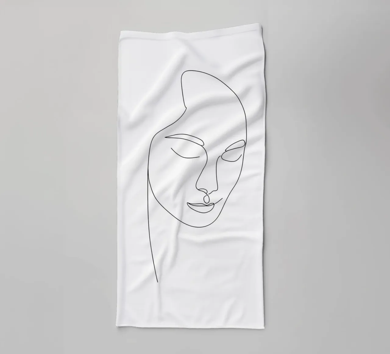 Minimalist Line Drawing of a Woman's Face | Modern Abstract towel by Viv Line Art