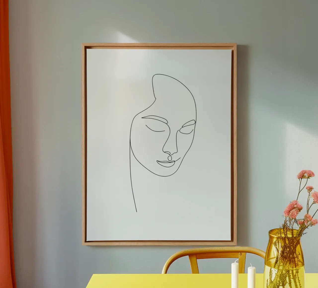 Minimalist Line Drawing of a Woman's Face | Modern Abstract canvas by Viv Line Art