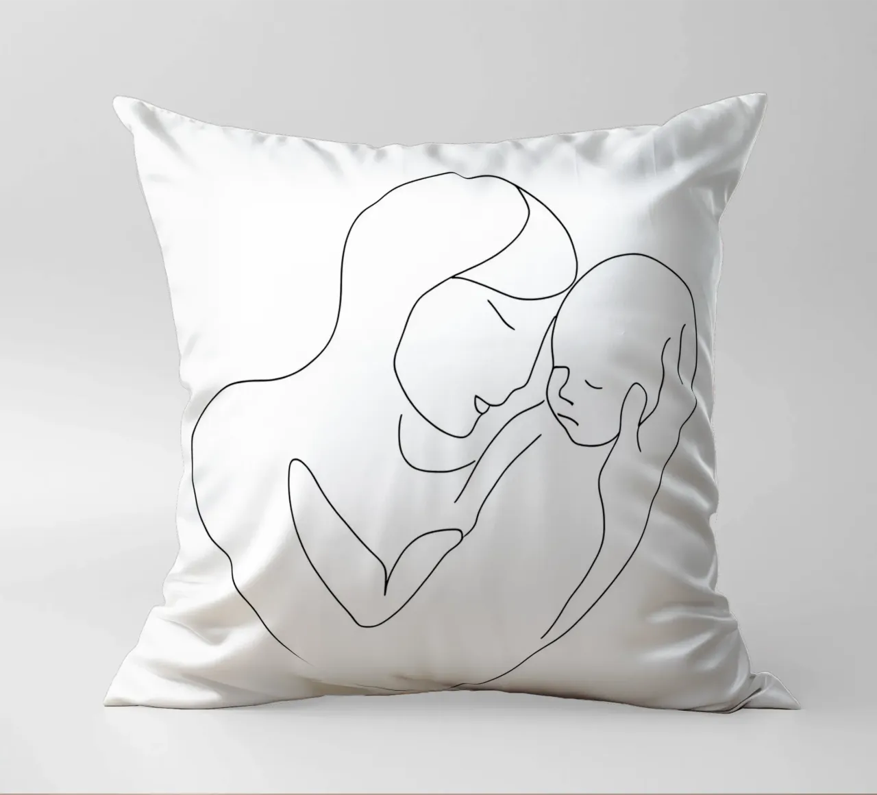 Minimalist Line Drawing of a Woman's Face | Modern Abstract decorative cushion by Viv Line Art