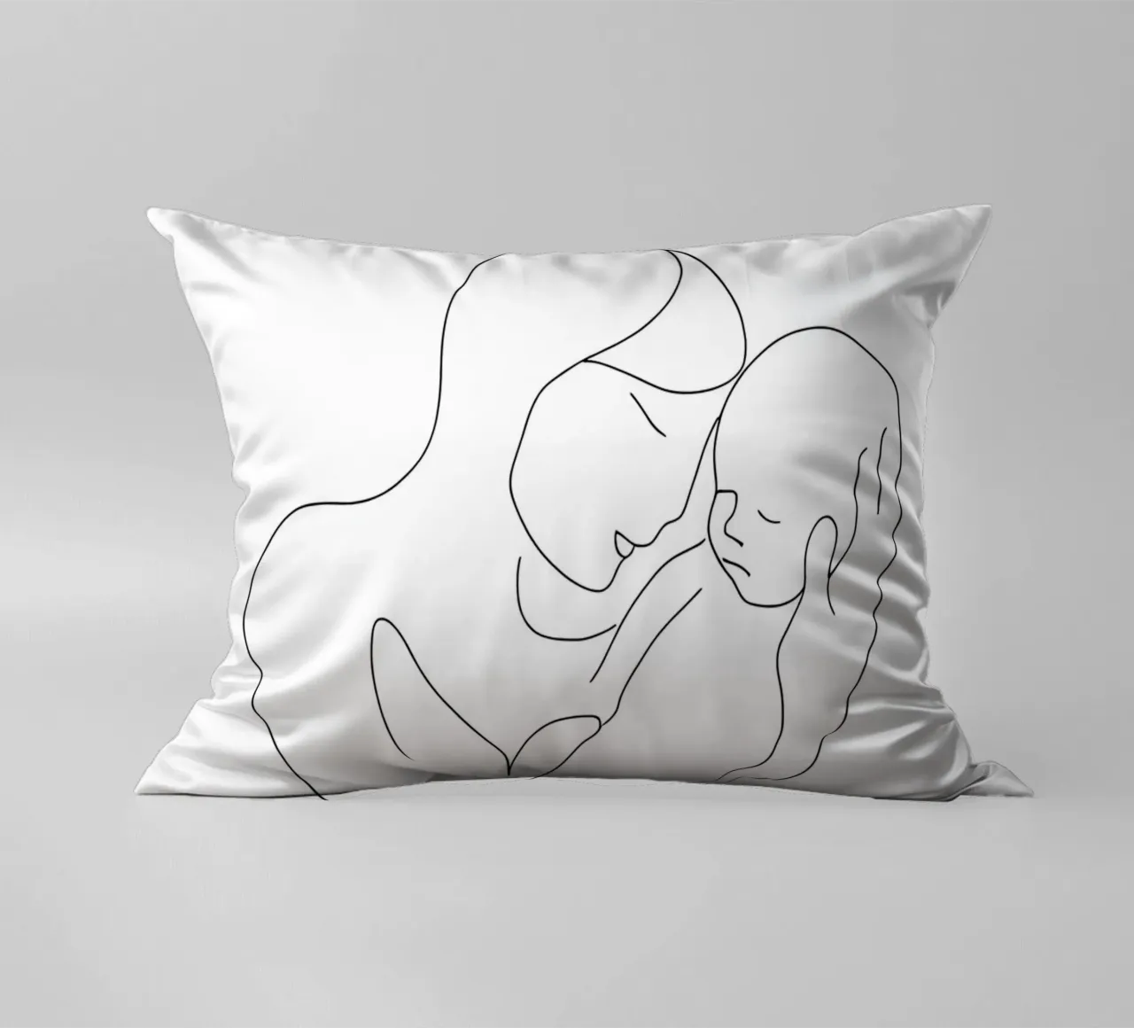Minimalist Line Drawing of a Woman's Face | Modern Abstract decorative cushion by Viv Line Art