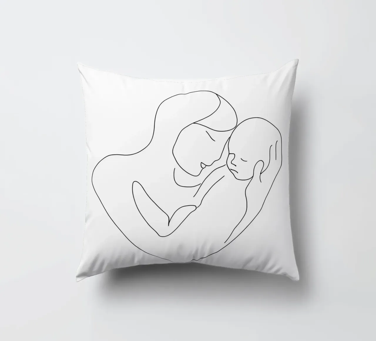 Minimalist Line Drawing of a Woman's Face | Modern Abstract decorative cushion by Viv Line Art